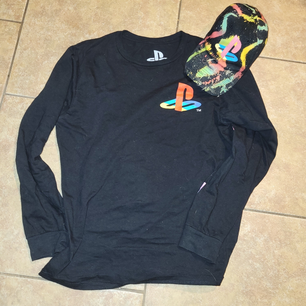 Sony Black Long Sleeve Shirt with Multicolor Logo